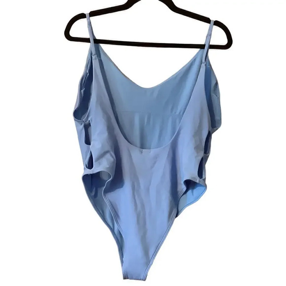 Aerie Cheekiest One Piece deep scoop swimsuit with cutouts on side XL baby blue - Picture 3 of 5